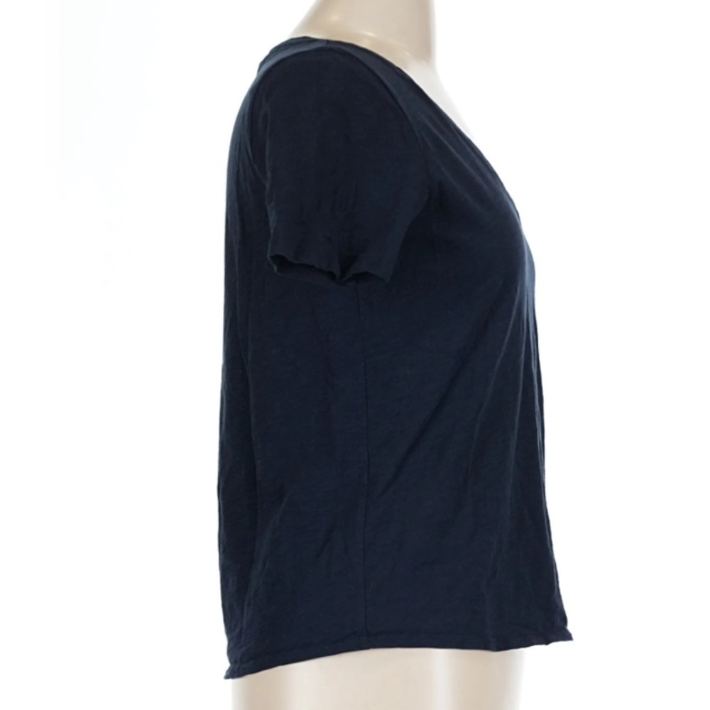 Sezane V-Neck Basic Cotton T-Shirt Navy Blue medium - Picture 3 of 7